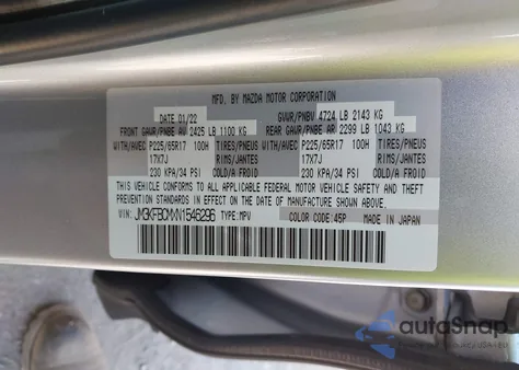 2022 Mazda Cx-5 Preferred z USA, uszkodzony, nr VIN JM3KFBCMXN1546296